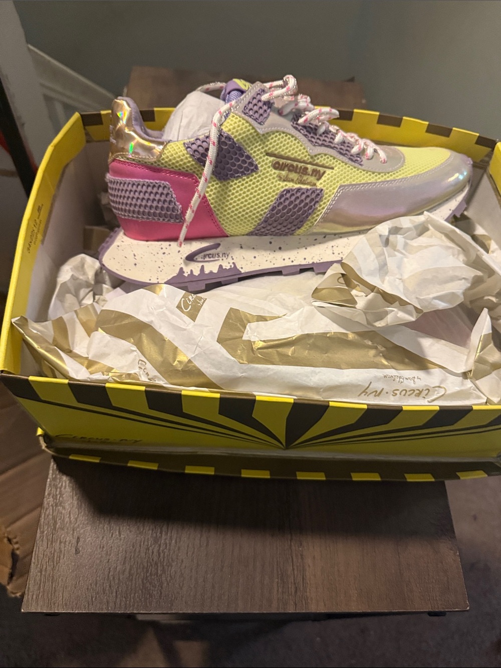 Circus by Sam Edelman Multicolor Yellow Pink Purple Iridescent Mesh Sneaker